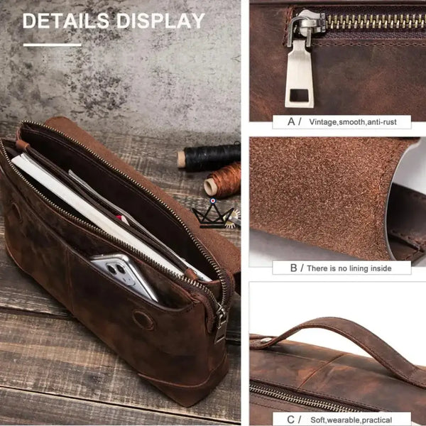 Aanpasbare lederen organizer-etui voor iPad mini met handgreep — MANUSCRIT Voyageur – 6/10