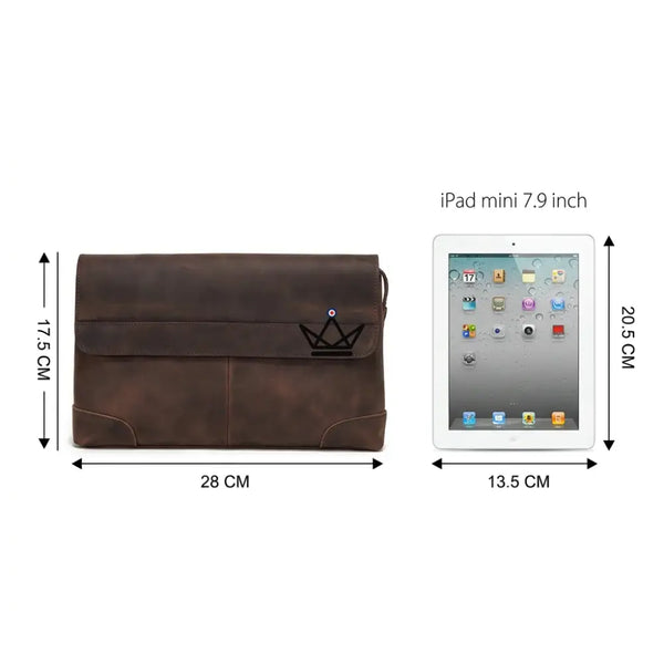 Aanpasbare lederen organizer-etui voor iPad mini met handgreep — MANUSCRIT Voyageur – 8/10