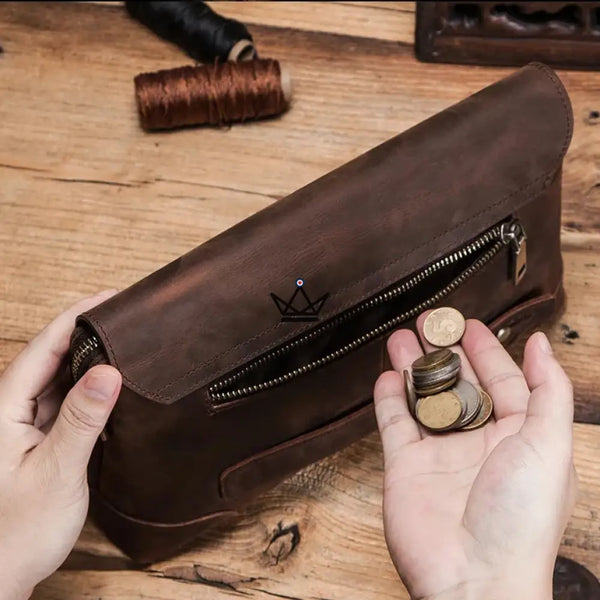 Aanpasbare lederen organizer-etui voor iPad mini met handgreep — MANUSCRIT Voyageur – 9/10