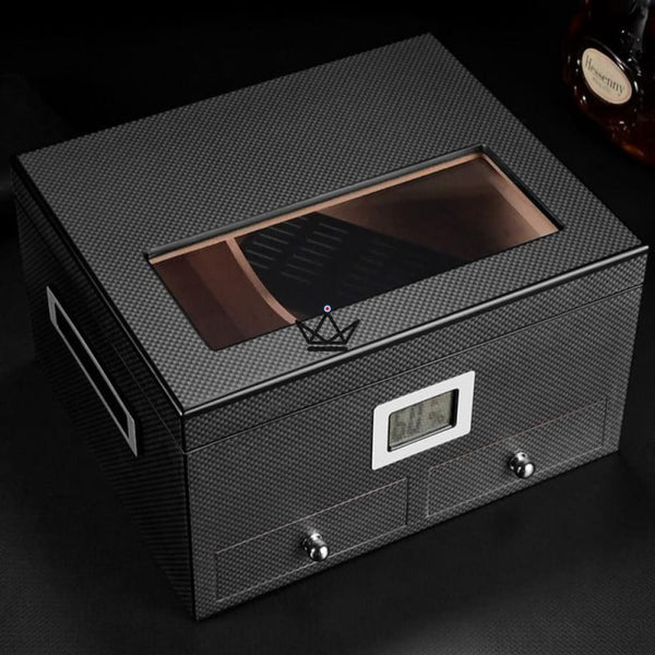 Cave à Cigare - WINSTON carbon luxe classe vitré