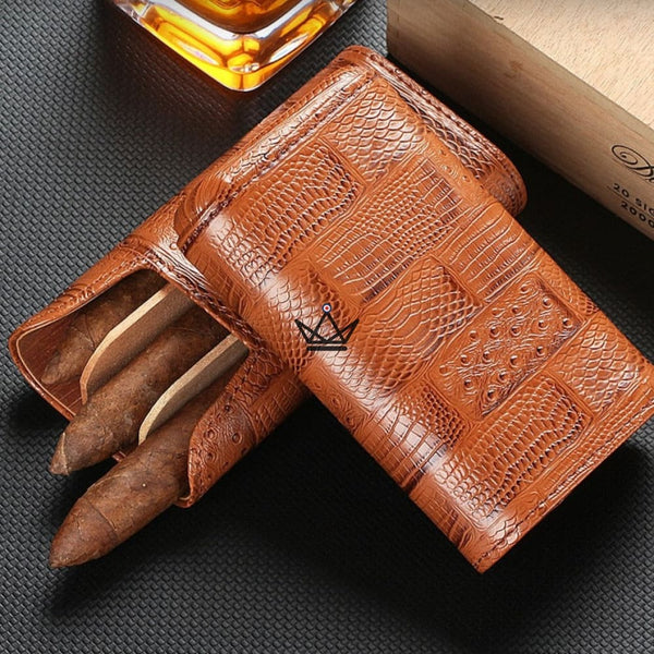 Etui 3 cigare en cuir - Krodilos - - etui cigare - Cadeau, Noël, Anniversaire, Original - Atelier Atypique