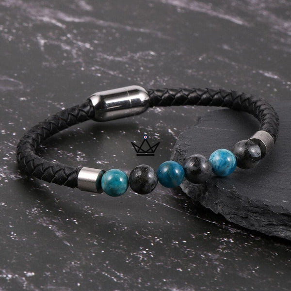 Bracelet en cuir tressé à fermoir magnétique - Leather Pearl - - bracelet - Cadeau, Noël, Anniversaire, Original - Atelier Atypique