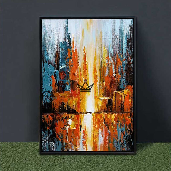 Peinture à l'huile sur toile XXL - Reflets Urbains - - 0 - Cadeau, Noël, Anniversaire, Original - Atelier Atypique