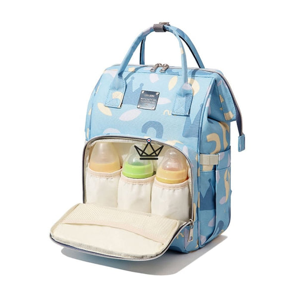 sac a dos de maternité a langer motif minimaliste design mode bleu garcon fille biberon