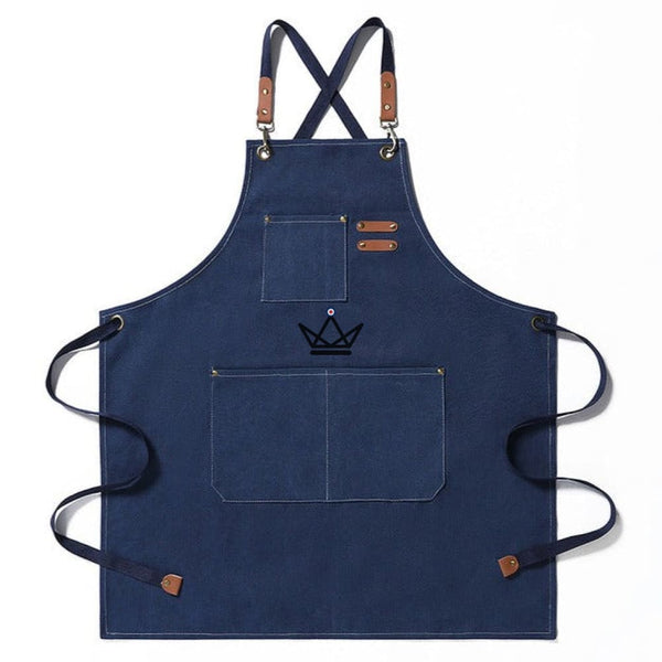Tablier en toile denim vintage — BARISTA, Bleu