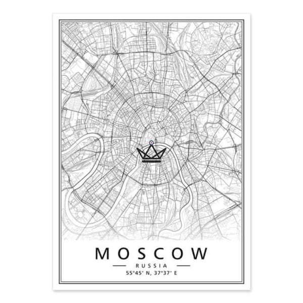 Affiches cartes de villes moscou