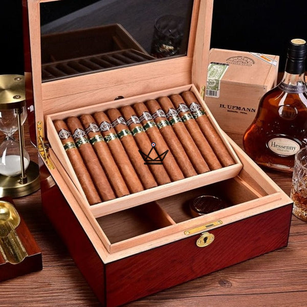Cave à cigare - Edition FIFTY LUXE avec clé bois grande contenance