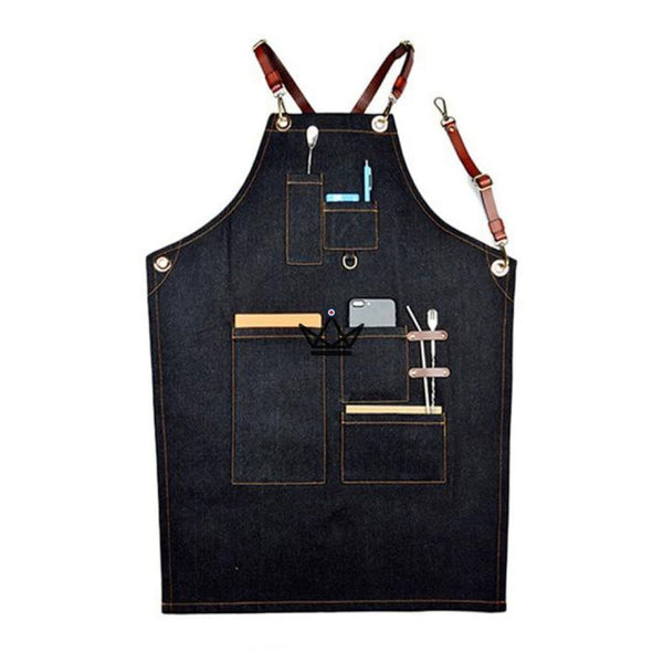 Tablier barista en toile à lanières cuir — KHEFI, LOOP