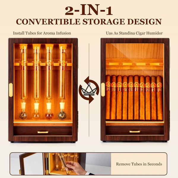 Cave Infuseur à Cigare Vitrine LED Cèdre 4 Tubes - INFUSIO SANCTUAIRE