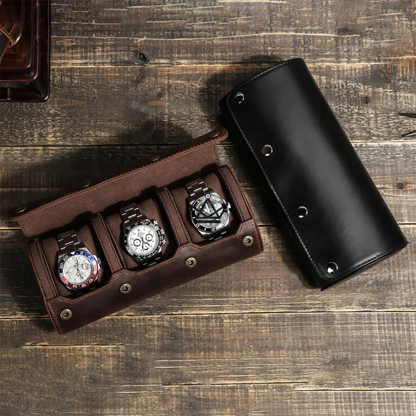 Etui de voyage pour montre automatique en cuir - TimeGuardian (personnalisable) -  - etui montre personnalisable - Cadeau, Noël, Anniversaire, Original - Atelier Atypique