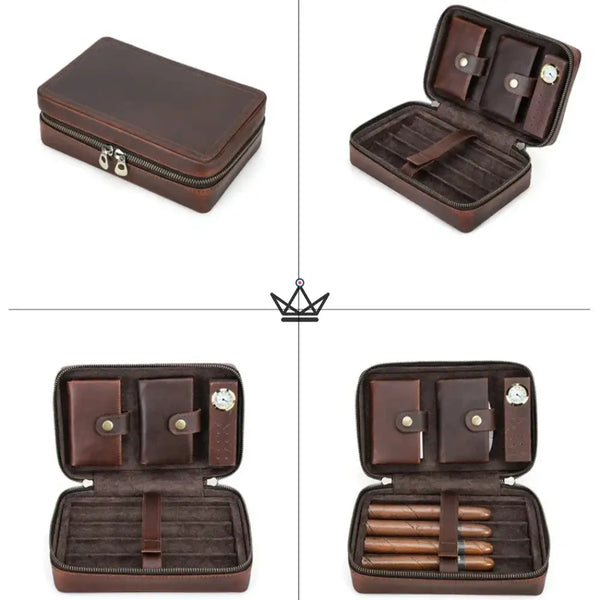 Étui à cigares en cuir personnalisable - Voyageur Signature -  - etui cigare personnalisable - Cadeau, Noël, Anniversaire, Original, Fête des pères, fête des mères - Atelier Atypique