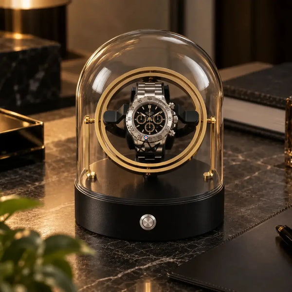 Horlogewinder voor 1 horloge onder stolp met gyroscopische ringen - ASTROLABE