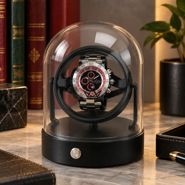 Horlogewinder voor 1 horloge onder stolp met gyroscopische ringen - ASTROLABE