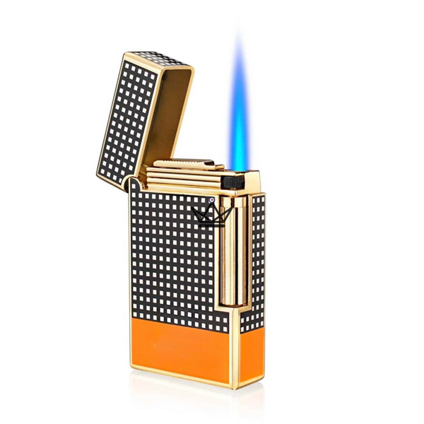 Briquet chalumeau GAMBIT — allumage silex, torche rechargeable | Noir & Jaune