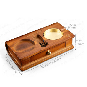 Cendrier Cigare Bois Massif Emplacement Whisky Tiroir - Whisky Butler - ["maj-filtre"] - cendrier cigare - Cadeau, Noël, Anniversaire, Original, Fête des pères, fête des mères - Atelier Atypique