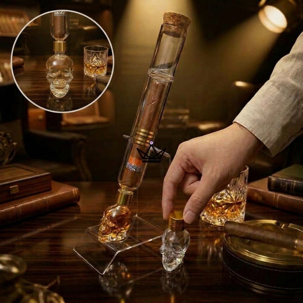Glazen sigareninfuser, schedelreservoir en houder — INFUSIO SKULL