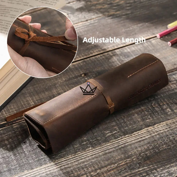 Leather case for pens and pencils - Voyageur Roll (customizable)