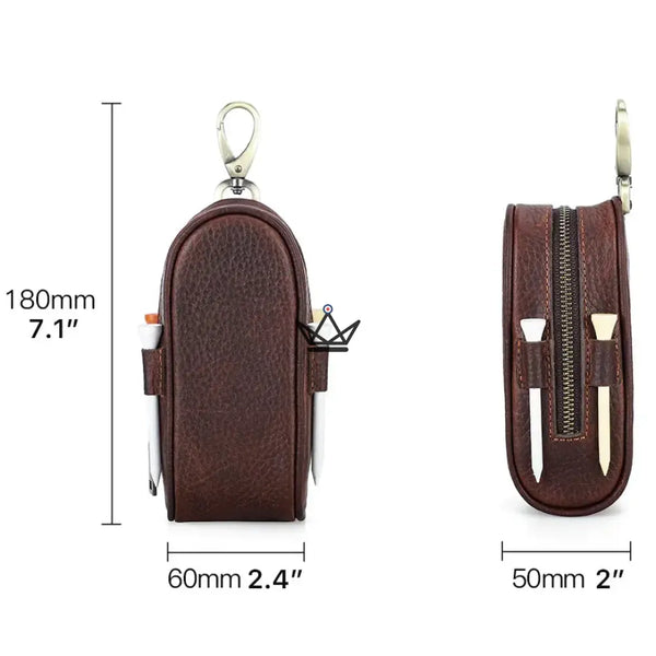 Étui à balle de golf en cuir personnalisable – Voyageur Links | 3 Balles, 4 Tees
