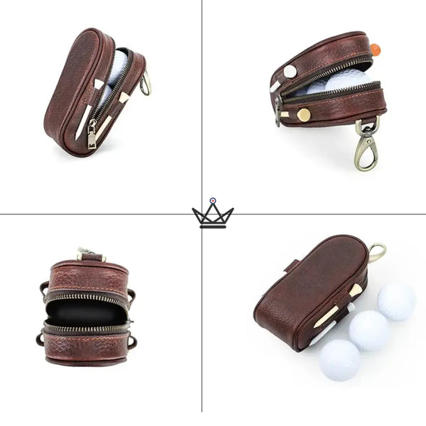 Étui à balle de golf en cuir personnalisable – Voyageur Links | 3 Balles, 4 Tees