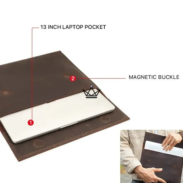 Housse Macbook en Cuir Personnalisable 13"-14" - Voyageur MISSIVE