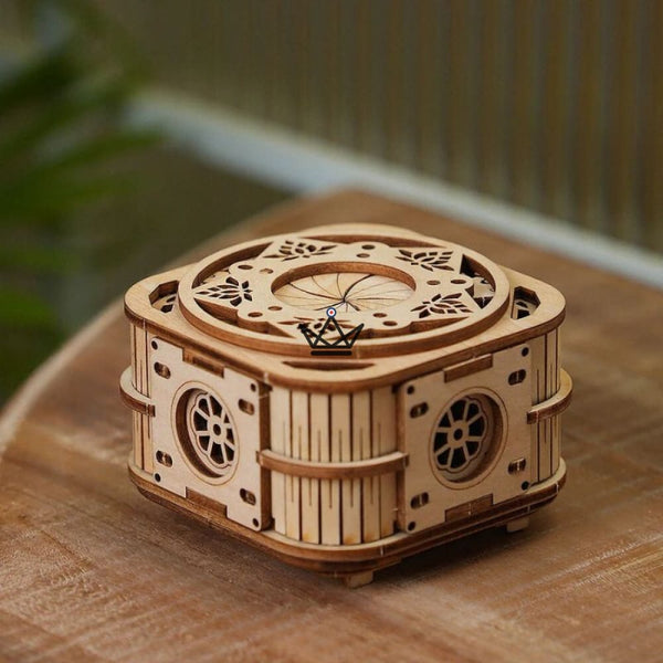 Puzzle 3D en bois boîte à musique ajourée motifs floraux - FLORALIE