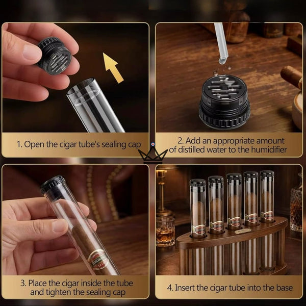 Cave à Cigares de Bureau Quintet Bois Acacia — 5 Tubes
