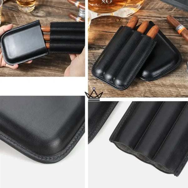 Etui 3 cigares en cuir personnalisable - Voyageur Élégance -  - etui cigare personnalisable - Cadeau, Noël, Anniversaire, Original, Fête des pères, fête des mères - Atelier Atypique