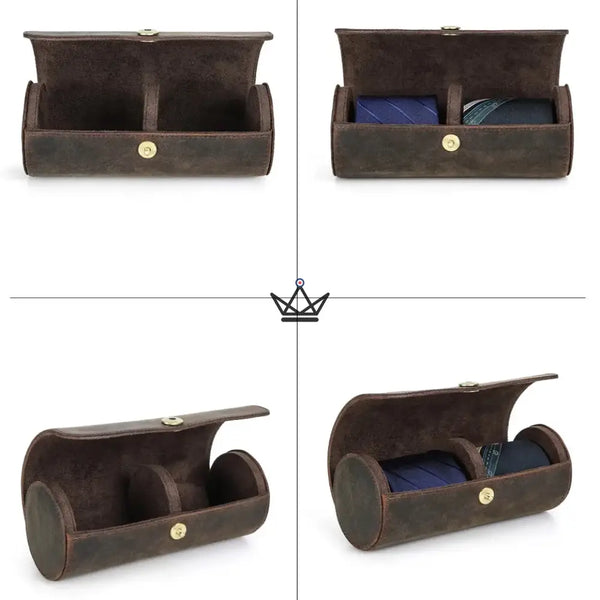 Étui à cravates en cuir personnalisable, 1 ou 2 cravates - Voyageur ASCOT - ["Divers personnalisable","maj-desc","maj-filtre","Maroquinerie Personnalisable"] - etui cravate personnalisable - Cadeau, Noël, Anniversaire, Original, Fête des pères, fête des mères - Atelier Atypique