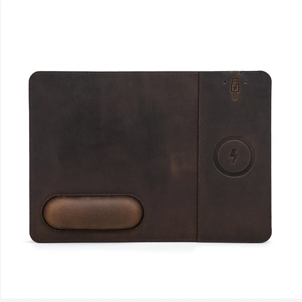 Tapis de souris personnalisable en cuir avec chargeur Sans Fil - Voyageur Magellan