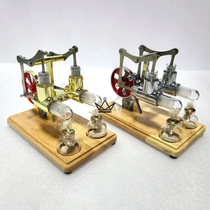 Moteur Stirling bicylindre avec générateur et LED - CASTOR - ["maj-filtre","Objets Scientifiques"] - Objets Scientifiques - Cadeau, Noël, Anniversaire, Original, Fête des pères, fête des mères - Atelier Atypique