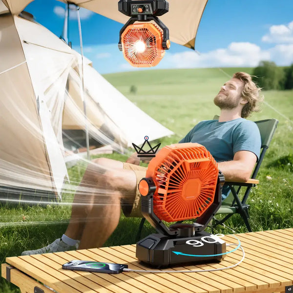 Ventilateur portable sur batterie NOELY — 20 000 mAh, LED & Power Bank