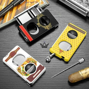 Coupe-Cigare Elite Slice — 3 Coupes en 1 (Droite, V, Poinçon), Acier Inoxydable & Résine Premium, 6 Finitions, Coffret Cadeau Inclus - ["maj-filtre"] - coupe cigare - Cadeau, Noël, Anniversaire, Original, Fête des pères, fête des mères - Atelier Atypique