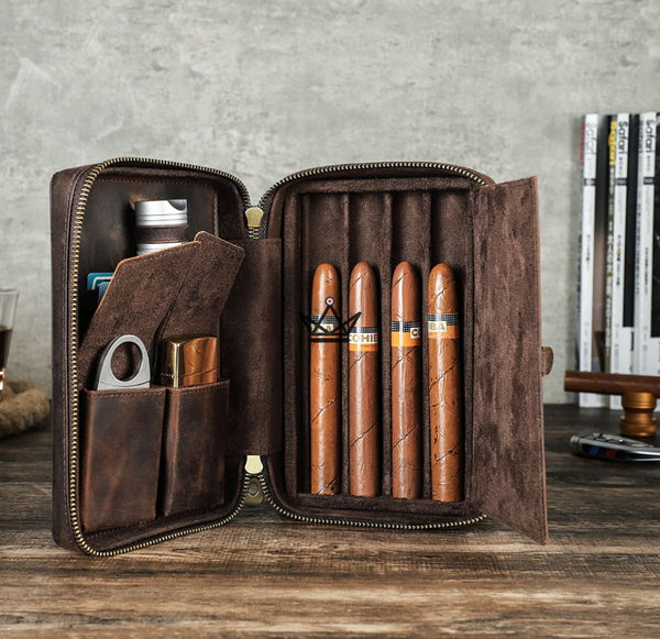 Etui à cigares en cuir personnalisable - Voyageur Style - personnalisable - etui cigare personnalisable - Cadeau, Noël, Anniversaire, Original - Atelier Atypique