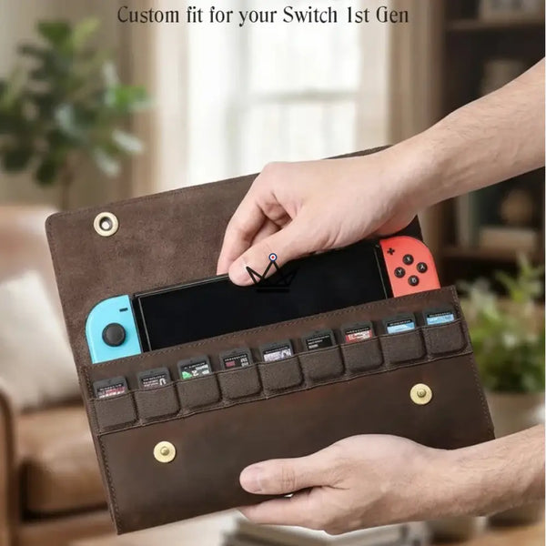 Étui Cuir personnalisable Nintendo Switch 1ʳᵉ & 2ᵉ génération — VOYAGEUR Mario
