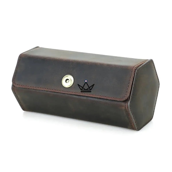 Personaliseerbare lederen reisfoedraal voor horloge en das - GENTLEMAN COMPACT reiziger