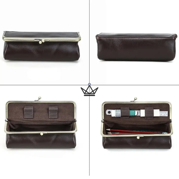 Trousse en Cuir Personnalisable Fermoir Vintage - Voyageur SCRIPT