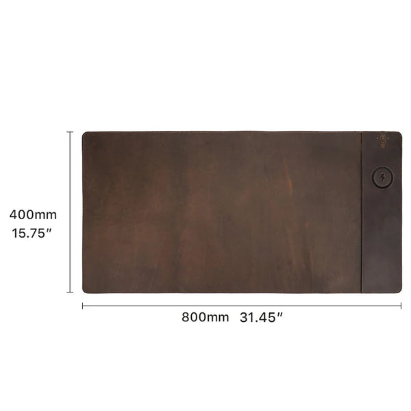 Tapis de souris XXL personnalisable en cuir avec chargeur Sans Fil - Voyageur Magellan
