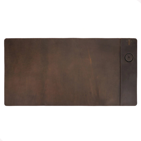 Tapis de souris XXL personnalisable en cuir avec chargeur Sans Fil - Voyageur Magellan