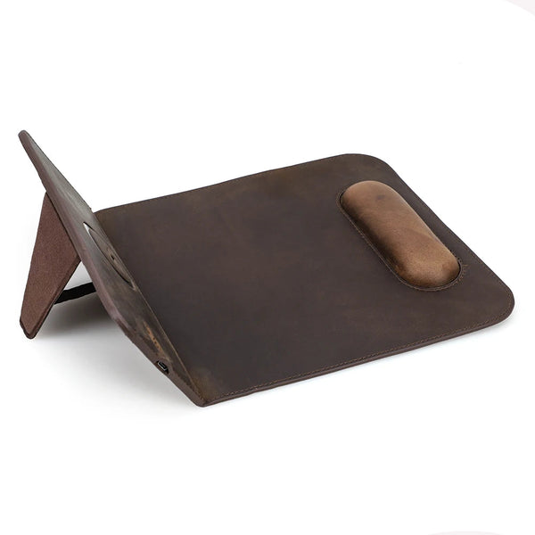 Tapis de souris personnalisable en cuir avec chargeur Sans Fil - Voyageur Magellan