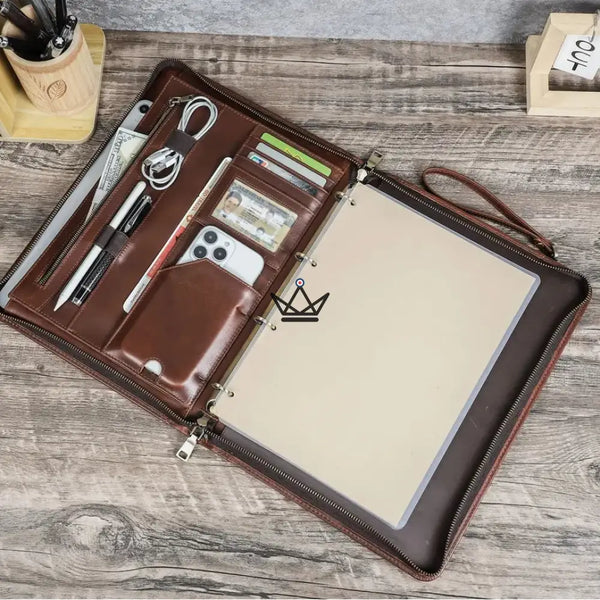Conférencier A4 en Cuir personnalisable — iPad Pro & classeur — VOYAGEUR PadFolio