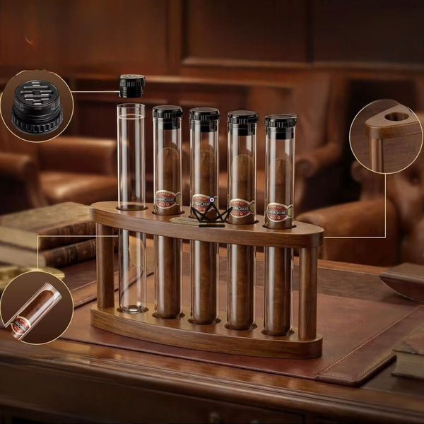 Cave à Cigares de Bureau Quintet Bois Acacia — 5 Tubes