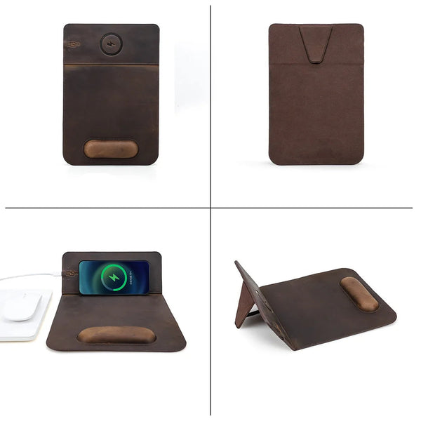Tapis de souris personnalisable en cuir avec chargeur Sans Fil - Voyageur Magellan