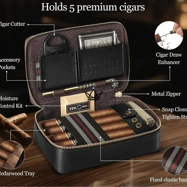 Travel cigar humidor and accessories - Magyars Wood