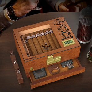 Cave à cigares Vault Indio – Élégance, sécurité et précision - [] - cave a cigare - Cadeau, Noël, Anniversaire, Original, Fête des pères, fête des mères - Atelier Atypique