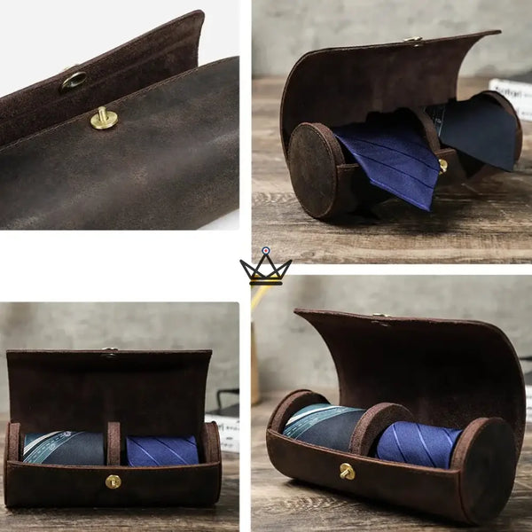 Étui à cravates en cuir personnalisable, 1 ou 2 cravates - Voyageur ASCOT - ["Divers personnalisable","maj-desc","maj-filtre","Maroquinerie Personnalisable"] - etui cravate personnalisable - Cadeau, Noël, Anniversaire, Original, Fête des pères, fête des mères - Atelier Atypique