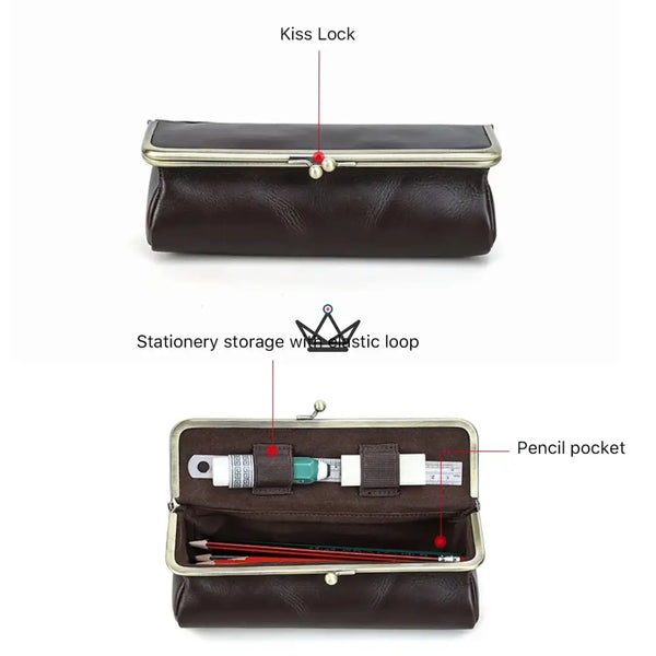 Trousse en Cuir Personnalisable Fermoir Vintage - Voyageur SCRIPT