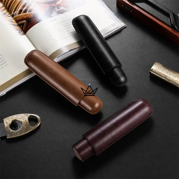 Étui à cigare individuel en cuir de vachette télescopique - SOLITAIRE - ["maj-desc","maj-filtre"] - etui cigare - Cadeau, Noël, Anniversaire, Original, Fête des pères, fête des mères - Atelier Atypique