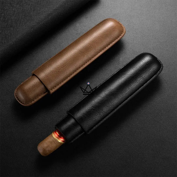 Étui à cigare individuel en cuir de vachette télescopique - SOLITAIRE - ["maj-desc","maj-filtre"] - etui cigare - Cadeau, Noël, Anniversaire, Original, Fête des pères, fête des mères - Atelier Atypique