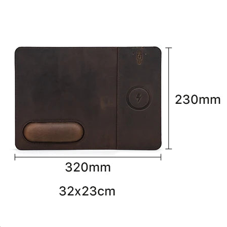 Tapis de souris personnalisable en cuir avec chargeur Sans Fil - Voyageur Magellan