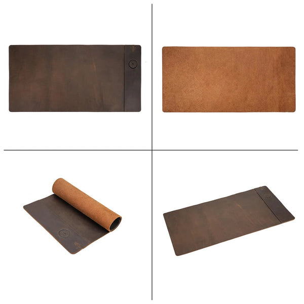 Tapis de souris XXL personnalisable en cuir avec chargeur Sans Fil - Voyageur Magellan